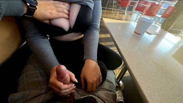 Horny MILF Gives Risky Blowjob in Fast Food Restaurant - Public Sex & Big Tits - veryfreeporn.com - Germany on poweredporn.com
