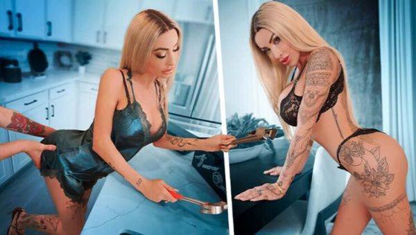 Blonde StepMom Danae Mari Gets Pipe Laid By Juan In Kitchen - Big Tits, Creampie, HD - veryfreeporn.com on poweredporn.com