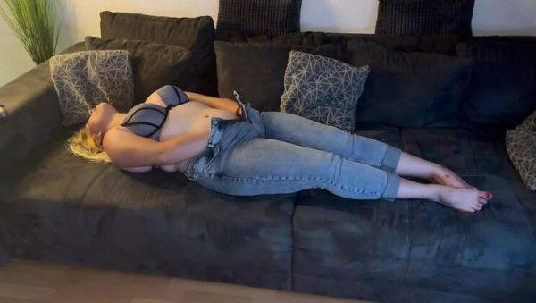 Blonde MILF Masturbates Loudly - Intense Orgasm & Pussy Fingering in Tight Jeans - porntry.com - Germany on poweredporn.com