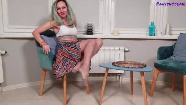 Blonde MILF Foxy Love Teases in Sexy Pantyhose - 4K Solo - xxxfiles.com on poweredporn.com