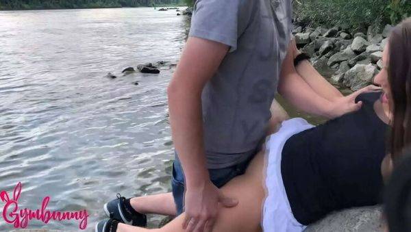 Gymbunny Outdoor Sex - Hot Brunette Takes Big Cock in Public - porntry.com - Germany on poweredporn.com