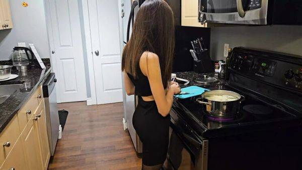 Petite Teen Step Sister in Black Dress Gets Fucked Hard on Kitchen Table - porntry.com on poweredporn.com