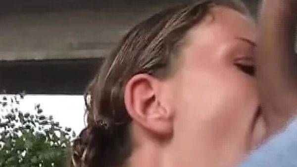 Sexy German blonde teen rides huge cock in public - Kahti Parker - veryfreeporn.com - Germany on poweredporn.com