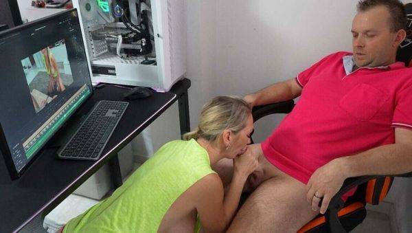 Hot Wife Teases Husband in Home Office - HD 4K Porn with LC Couple - porntry.com on poweredporn.com