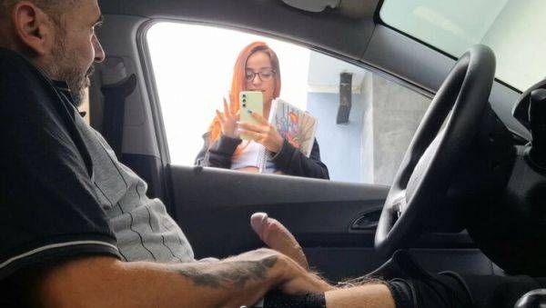 Risky Public Jerk Off to College Teens - Redhead Amateur Blowjob in Car 4K - veryfreeporn.com - Brazil on poweredporn.com