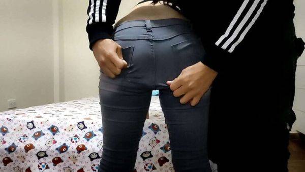 Step Sister Needs Help With Tight Jeans - Petite Latina Brunette Gets Creampie - porntry.com on poweredporn.com