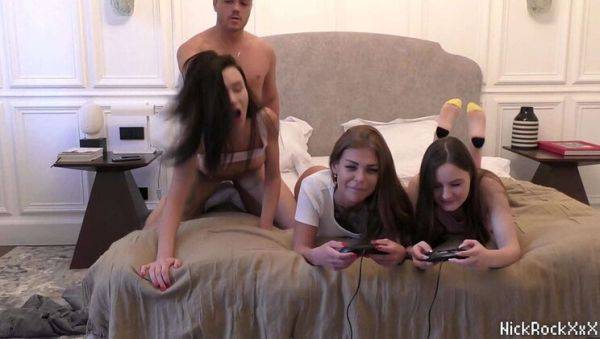 Petite teen trio Katrin Tequila takes big natural cock in wild lesbian threesome - veryfreeporn.com on poweredporn.com