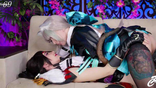 Genshin Impact Cosplay Anal: Lynette & Beidou Take Big Dildos in Their Asses - porntry.com on poweredporn.com