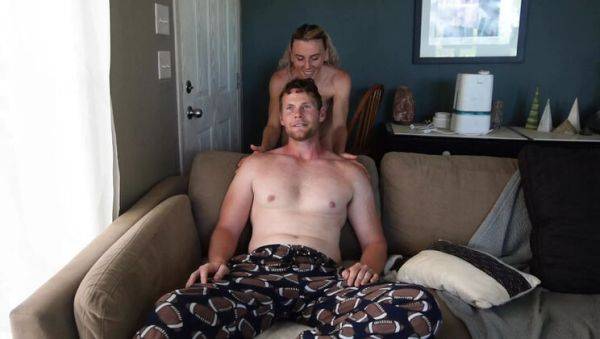 Hot Blonde Sav Moolah Gets Silent Fuck on the Couch - Doggy Style & Cumshot - xxxfiles.com - Usa on poweredporn.com