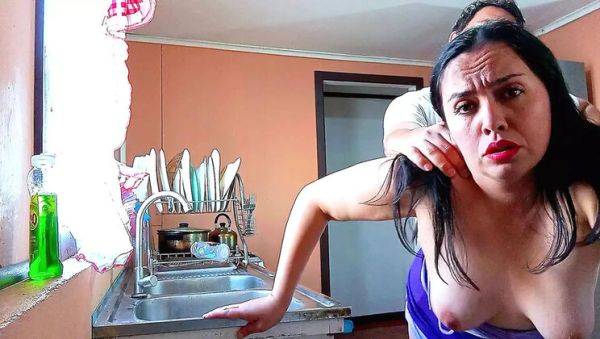 BBW Kelly Mom Fucks Step Son in Kitchen - Topless & Moaning Loudly - porntry.com - Usa on poweredporn.com