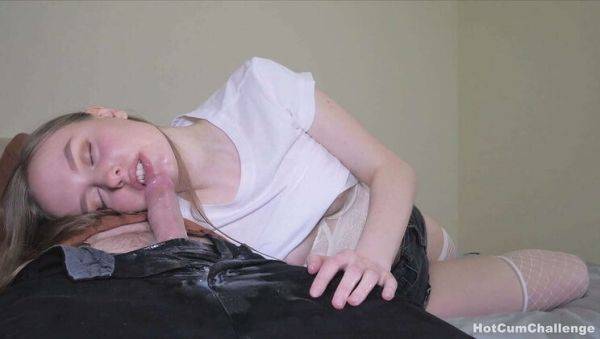 StepDaughter Sucks Daddy's Huge Load - Blonde Teen Deepthroat & Cum in Mouth - porntry.com on poweredporn.com