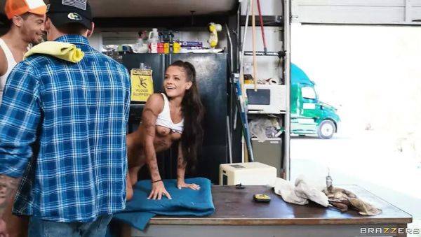 Hot Threesome with Ryan Reid & Victor Ray - Big Tits Blonde Brunette Fuck at Truckstop - xxxfiles.com on poweredporn.com