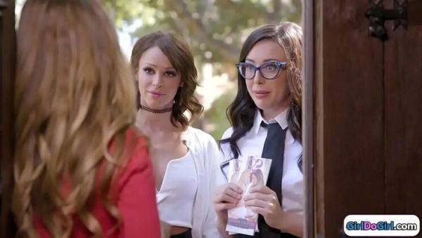Hot Lesbian Recruiters Lick Straight Girl - Karla Kush, Emma Hix & Whitney Wright - veryfreeporn.com on poweredporn.com