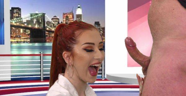 Redhead throats cock in CFNM perversions until the last drops on her lips - alphaporno.com on poweredporn.com