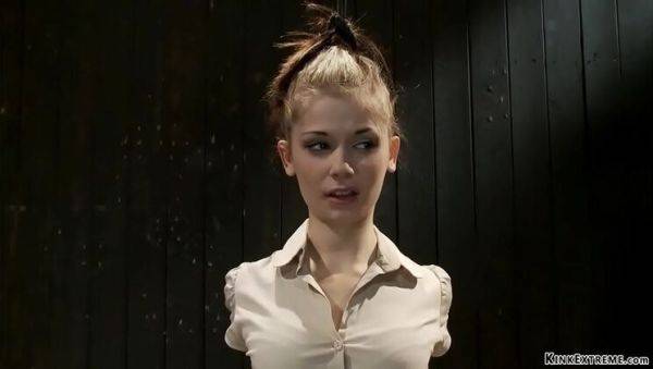 Petite brunette Sensi Pearl tied up and fucked hard against the wall - porntry.com on poweredporn.com