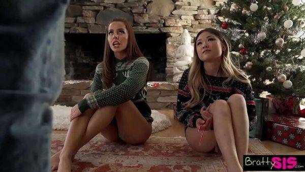 Step Sis Lulu Chu & Vanna Bardot Suck Candy Off Each Other's Pussy - Christmas Threesome BJ & Facial - porntry.com on poweredporn.com