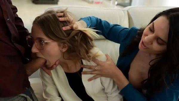 Step Daughter Macy Meadows Gives Blowjob to New Daddy in Taboo Threesome with Alexis Zara - xxxfiles.com on poweredporn.com