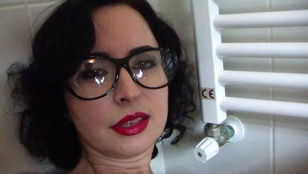 Amateur MILF in Glasses Masturbates Wild in Shower with Stockings - porntry.com on poweredporn.com