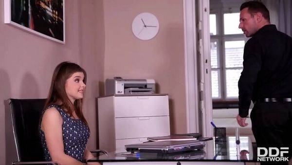 Young secretary Renata Fox gets tied up and anal fucked hard on office desk - porntry.com on poweredporn.com