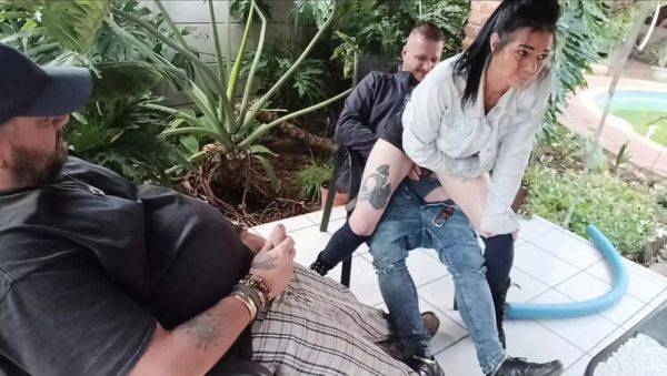 Shy Virgin Stepsister Fucked Hard by Horny Stepbrother While Friend Jerks Off in Garden - porntry.com on poweredporn.com