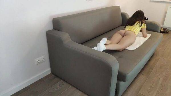 Amateur Teen Mira Lime Fucks on Couch - Shaking Orgasm and Cum on Ass - porntry.com on poweredporn.com