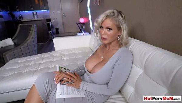 Busty blonde MILF stepmom gives handjob to stepson - porntry.com on poweredporn.com