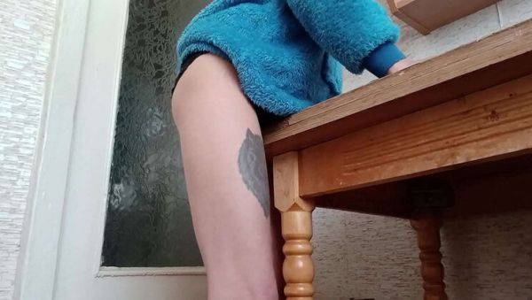 Skinny brunette Stepan masturbates on kitchen table until orgasm - xxxfiles.com on poweredporn.com