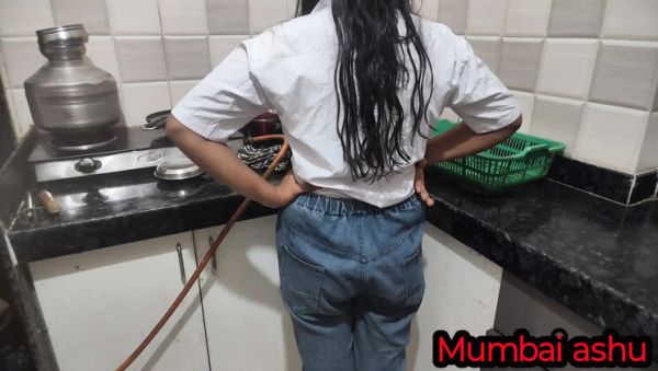 Desi college girl fucks boyfriend in kitchen with blowjob and creampie - Mumbai Ashu homemade sex - xxxfiles.com - India on poweredporn.com