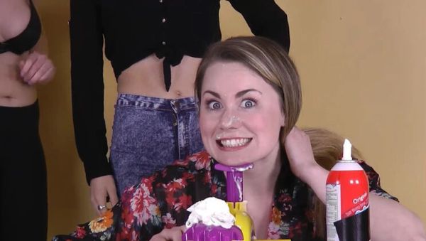 Helena Price & Olive Glass Lesbian Strip Game - Busty Babes Take Turns with Chocolate Cream Facial - xxxfiles.com - Britain on poweredporn.com