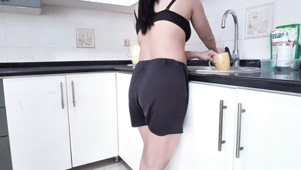 NadiaAlmer in Sexy Black Dress Prank Art – Hot Ebony Babe Fucks in Kitchen Cheating Video - xxxfiles.com - Indonesia on poweredporn.com