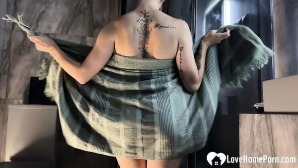 Busty Blonde GF With Amazing Big Tits Masturbates in Shower While I Record Her - porntry.com - Britain on poweredporn.com
