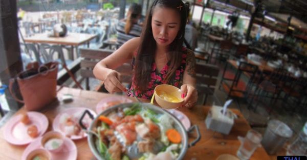 Asian babe in fishnets gives top-notch BJ while getting pounded from behind - alphaporno.com - Thailand on poweredporn.com