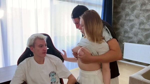 Step Dad Takes Virgin Step-Son's First Time with Busty Girlfriend - MMF Threesome POV Blowjob & Missionary - xxxfiles.com on poweredporn.com