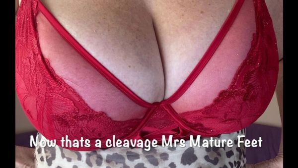 Mature British MILF with Big Natural Tits and Stockings Strips in Red Dress for Friend - Homemade HD Footing - porntry.com - Britain on poweredporn.com