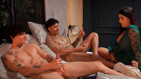 Stepmom Catches Stepson and Friend Jerking Off - Teaches Them a Hot Lesson with Blowjob and Threesome - xxxfiles.com - Spain - Colombia on poweredporn.com