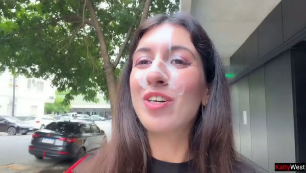 Katty West Brunette Skinny Amateur Public Cumwalk - Huge Facial Cumshot on Street - porntry.com on poweredporn.com