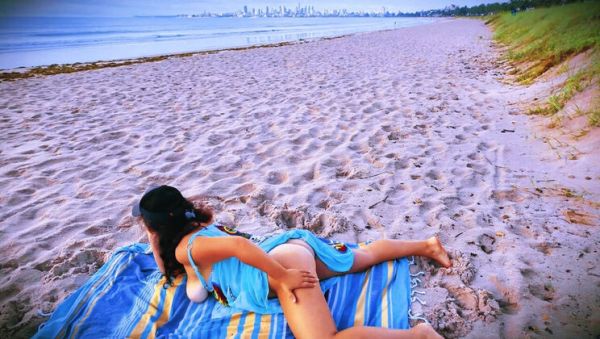 Hairy MILF Gets Fingered by Stranger on Public Beach - Big Natural Tits & Perfect Ass - veryfreeporn.com - Britain on poweredporn.com