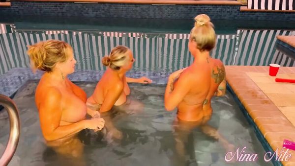 MILF Nina Nite & Lana Lee Threesome Pool Party - Lesbian Pussy Eating Friends - veryfreeporn.com - Britain on poweredporn.com