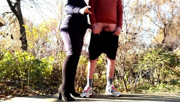 Stepson Makes Me Give Outdoor Handjob & Cumshot - MILF Stepmom Big Ass Homemade - veryfreeporn.com on poweredporn.com