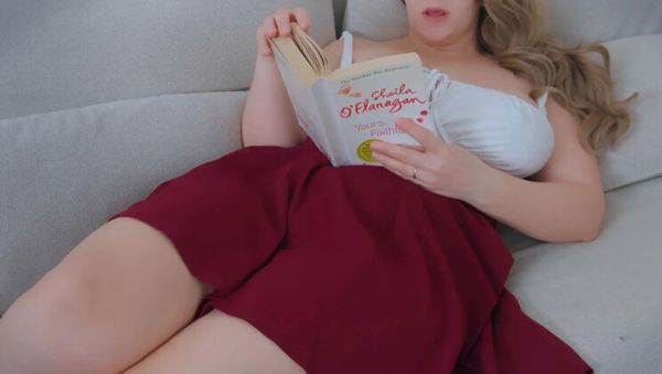 Reading My Book While Playing With My Huge Natural Tits - porntry.com on poweredporn.com