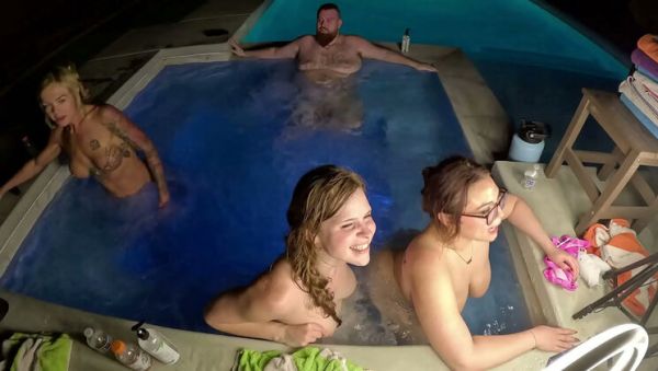 Blonde MILFs Scarlett Gushes, Scarlett Venom & Deliah Grace Have Hot Orgy in Pool - porntry.com on poweredporn.com