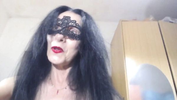 Italian Granny in Mask Dirty Talks While Showing Feet in Tight Stockings - porntry.com - Italy on poweredporn.com