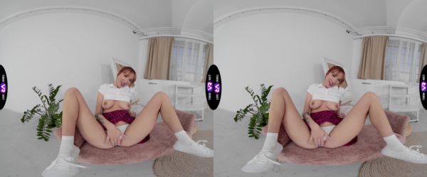 Redheaded Lilly in a tight miniskirt and thong gets her sweet spot fingered while wearing sneakers - alphaporno.com on poweredporn.com