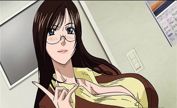 Brunette MILF with big tits and glasses in an office - alphaporno.com on poweredporn.com