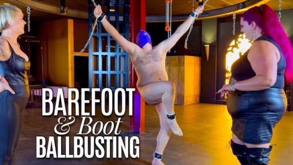 MistressBaton Punishes Naked Slave With Barefoot & Boot Ballbusting Kicks - veryfreeporn.com - Britain on poweredporn.com