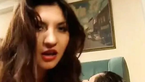 Busty Brunette Gets Double Penetrated on the Couch in Latex - veryfreeporn.com - Britain on poweredporn.com
