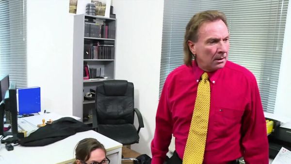 Big George's Hairy Brunette Secretary Gets Big Ass Sprayed With Cum - veryfreeporn.com on poweredporn.com