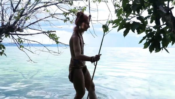 Skinny Russian MILF Natella Dance Poses Naked by the River Before Harpoon Fishing - porntry.com - Russia on poweredporn.com