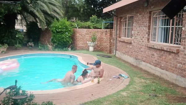 Horny Babe Gets Two Cocks by the Pool - Blowjob & Doggy - veryfreeporn.com on poweredporn.com