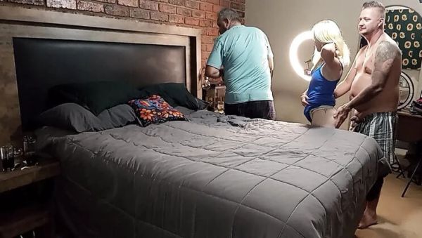 Two Grumpy Old Men Fuck One Sexy Blonde Teen - porntry.com - Britain on poweredporn.com